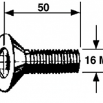 VITE Testa Svasata 90° Cava Esagonale M16 x 50 - Passo 2 - R=10,9 (K=9 D=29,5)